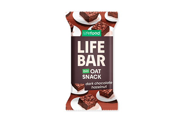 Organic LIFEBAR Oat Snack Dark Chocolate Hazelnut